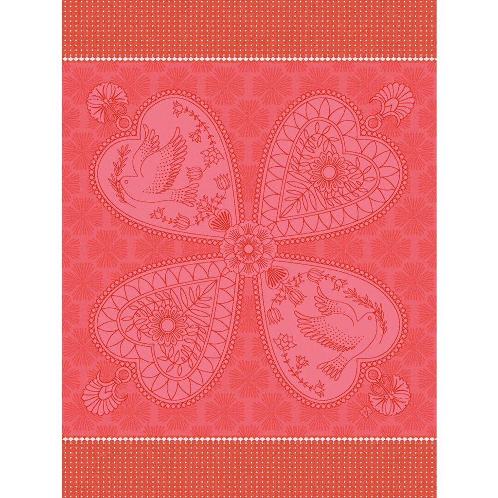 Le Jacquard Français Tea Towel "Peace & Love" Red