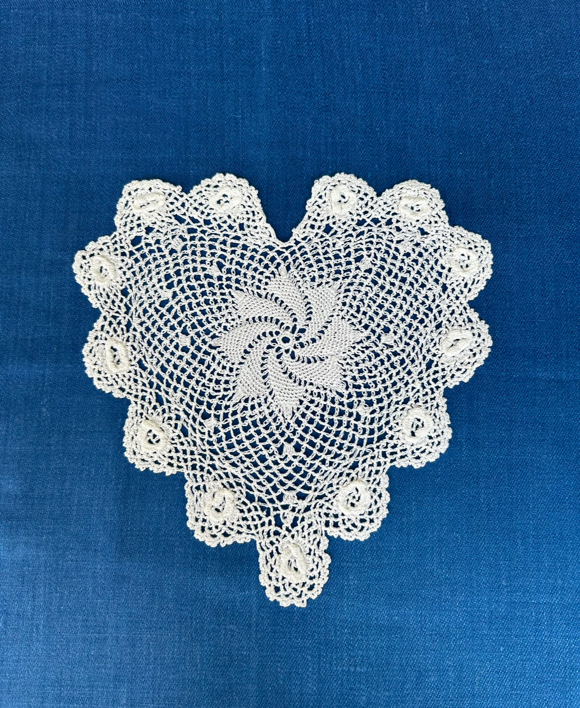 Irish Rose Heart Crochet Cotton Doily