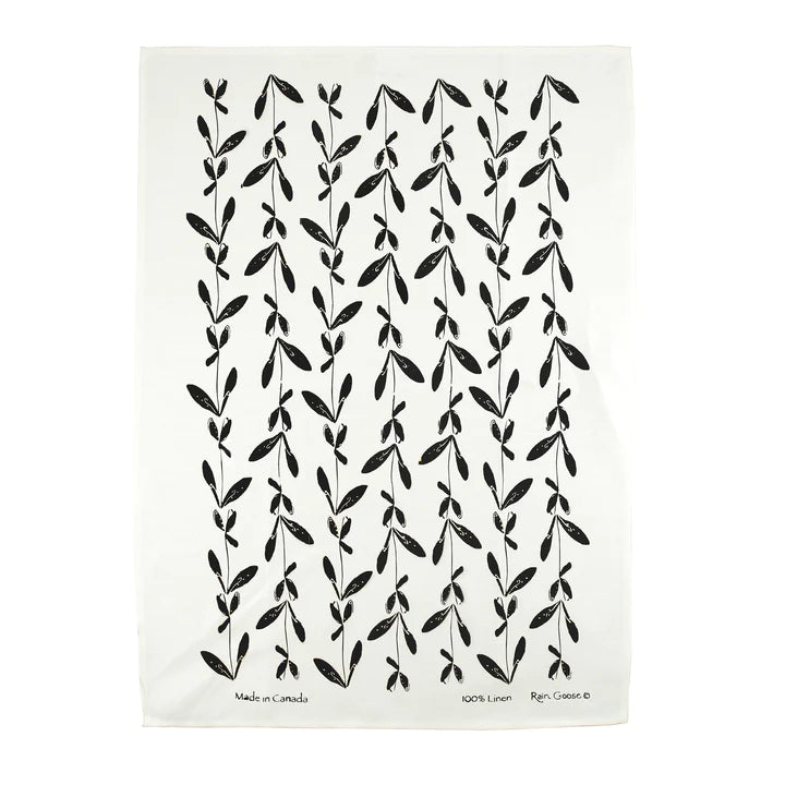 Rain Goose Linen Tea Towel "Black Kelp"