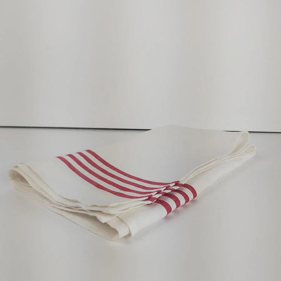 Tea Towel (Linen) "Red Stripes"
