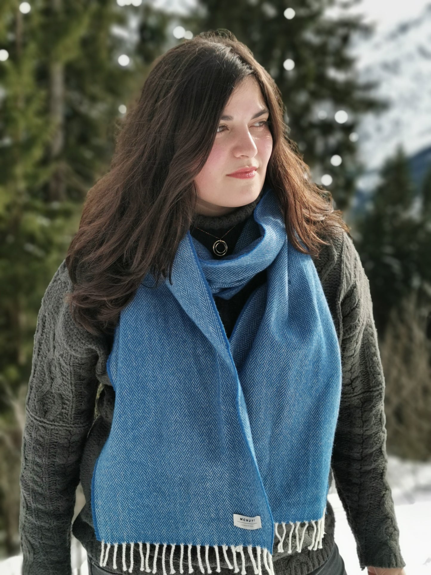 McNutt Lambswool Scarf - Royal Herringbone