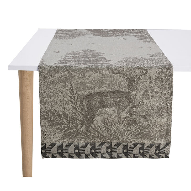 Le Jacquard Francais Table Runner "Foret Enchantee" Silver