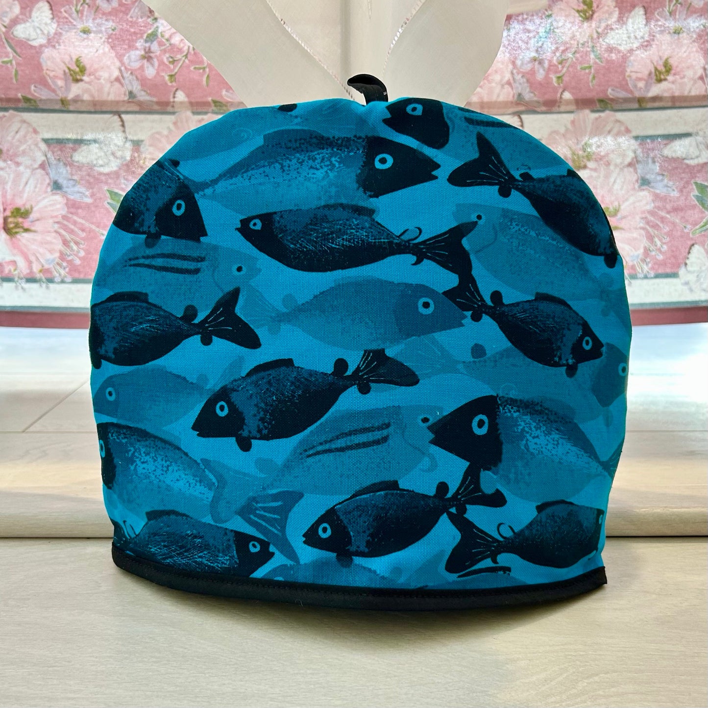 Rain Goose Linen Tea Cozy "School of Fish"