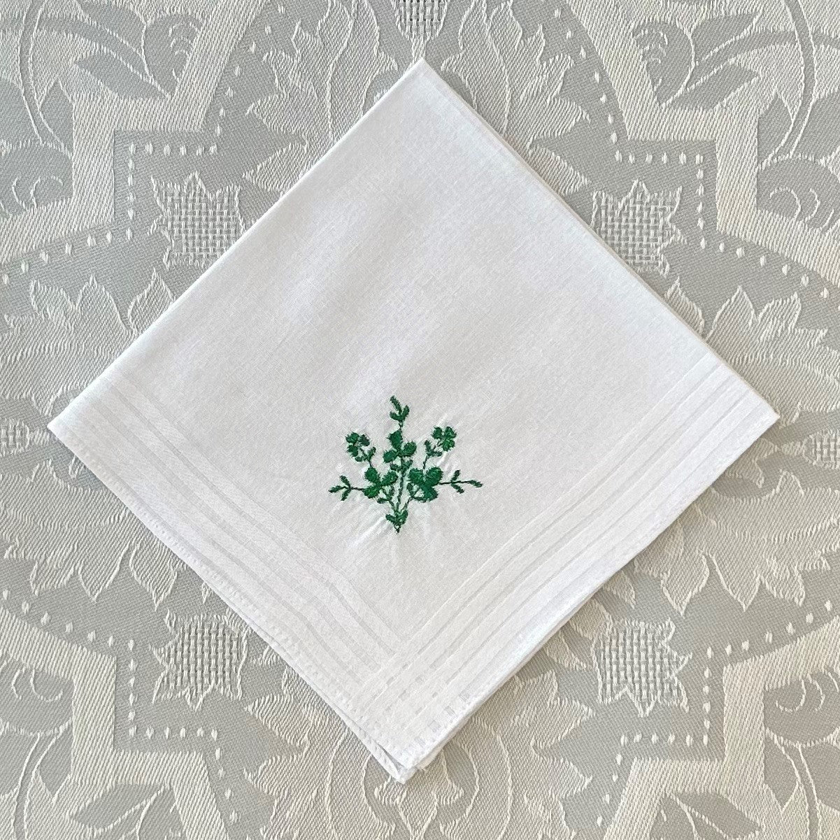 Handkerchief Ladies - Embossed Cotton Shamrock - Fan Style
