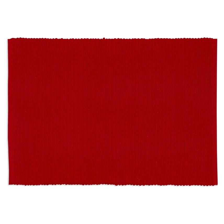 Cotton Ribbed Placemats - Red