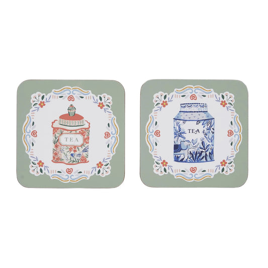 Cork-Backed Coasters "Tea Tins"
