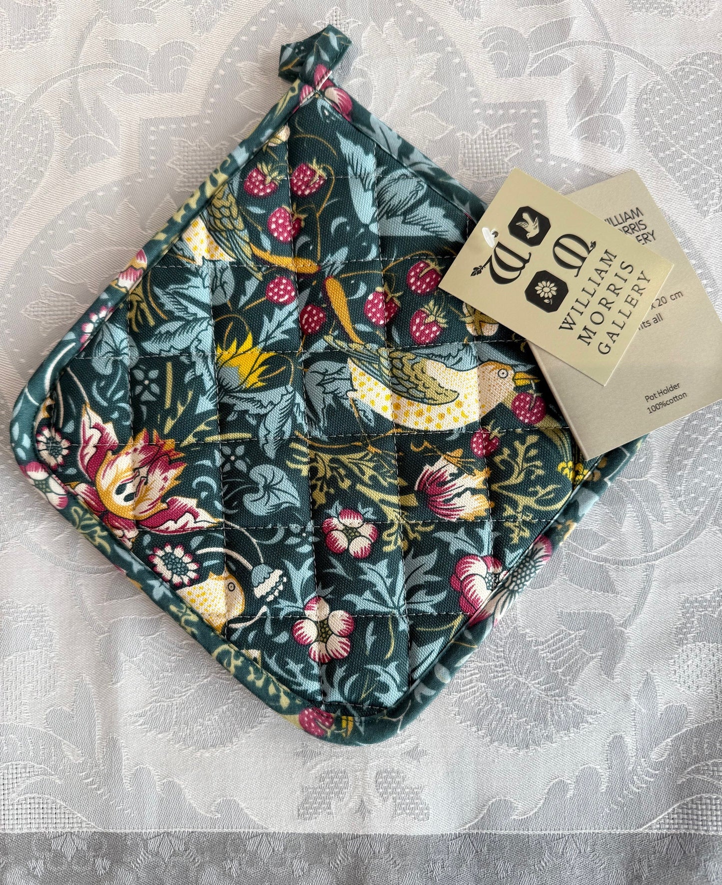 Pot Holder William Morris "Strawberry Thief Green"