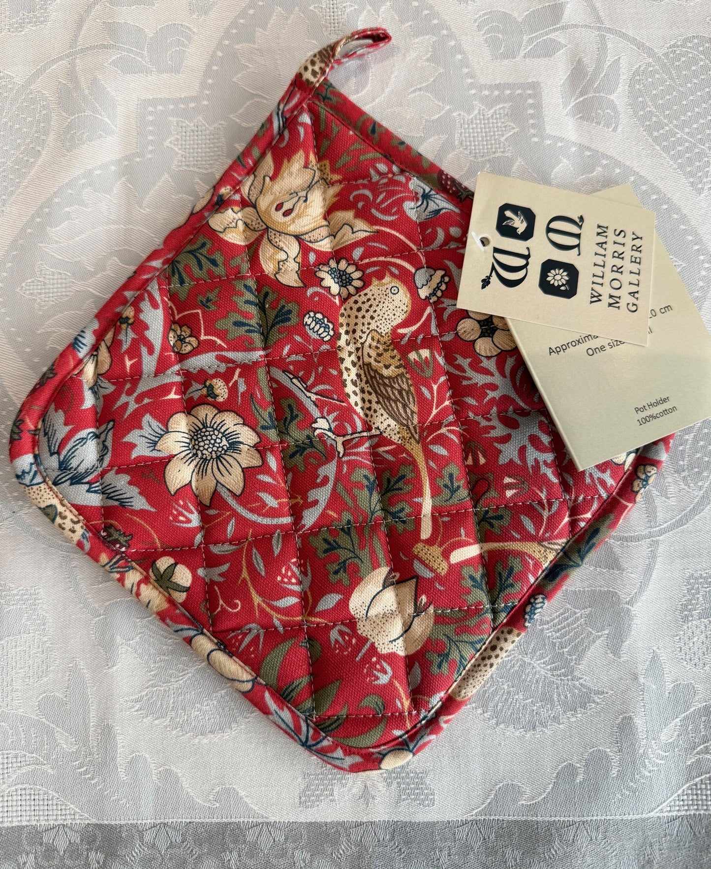 Pot Holder William Morris "Strawberry Thief Red"