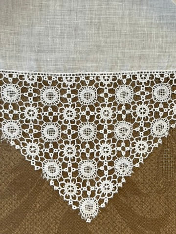 Estate/Vintage Ladies Handkerchief - White Linen With Crochet Corners