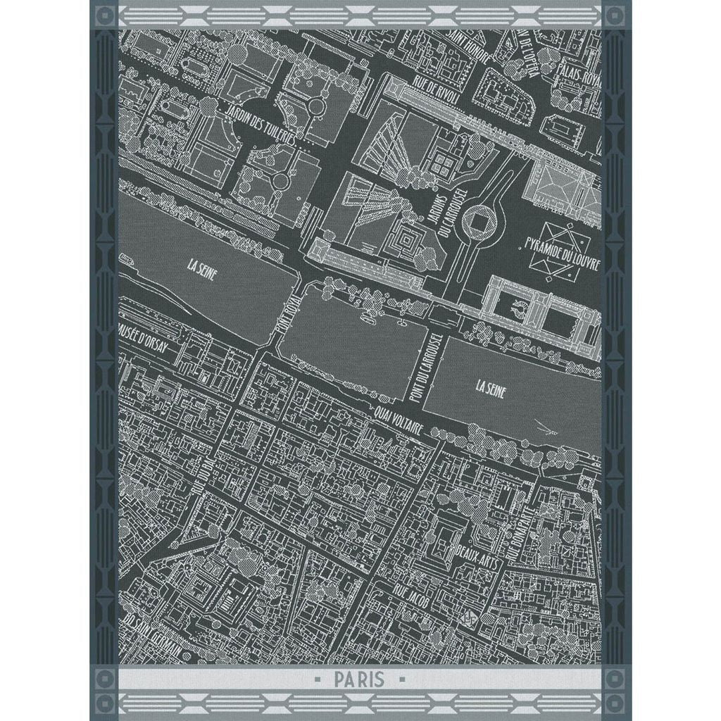 Le Jacquard Français Tea Towel "Vol D'Oiseau - Paris" Black