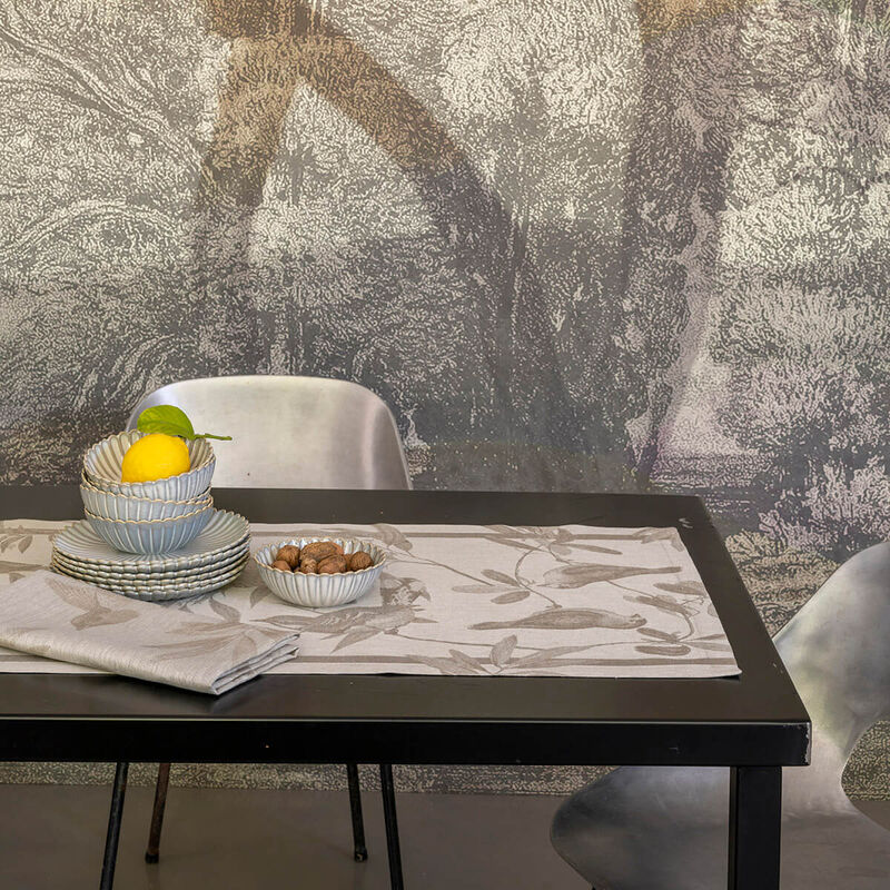 Le Jacquard Francais Table Runner "Le Voliere" Beige