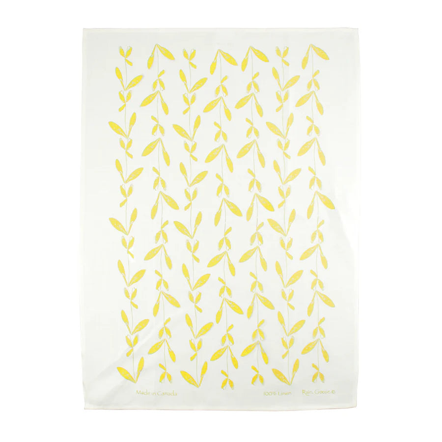 Rain Goose Linen Tea Towel "Yellow Kelp"