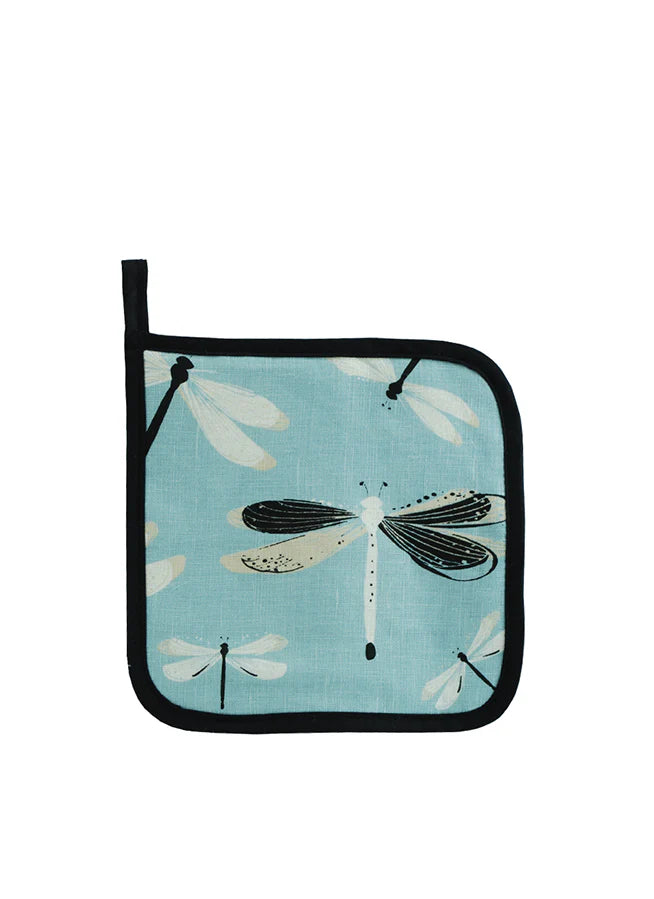 Rain Goose Linen Pot Holder "Dragonfly Blue"