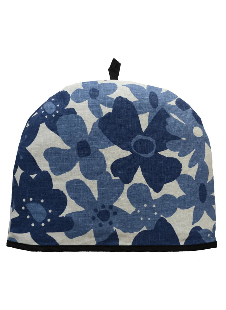 Rain Goose Linen Tea Cozy "Flowers - Blue"
