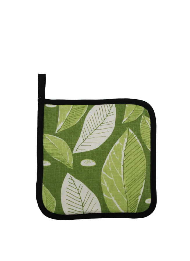 Rain Goose Linen Pot Holder "Green Leaves"