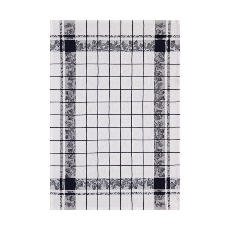 Le Jacquard Français Tea Towel "Fraises" Black