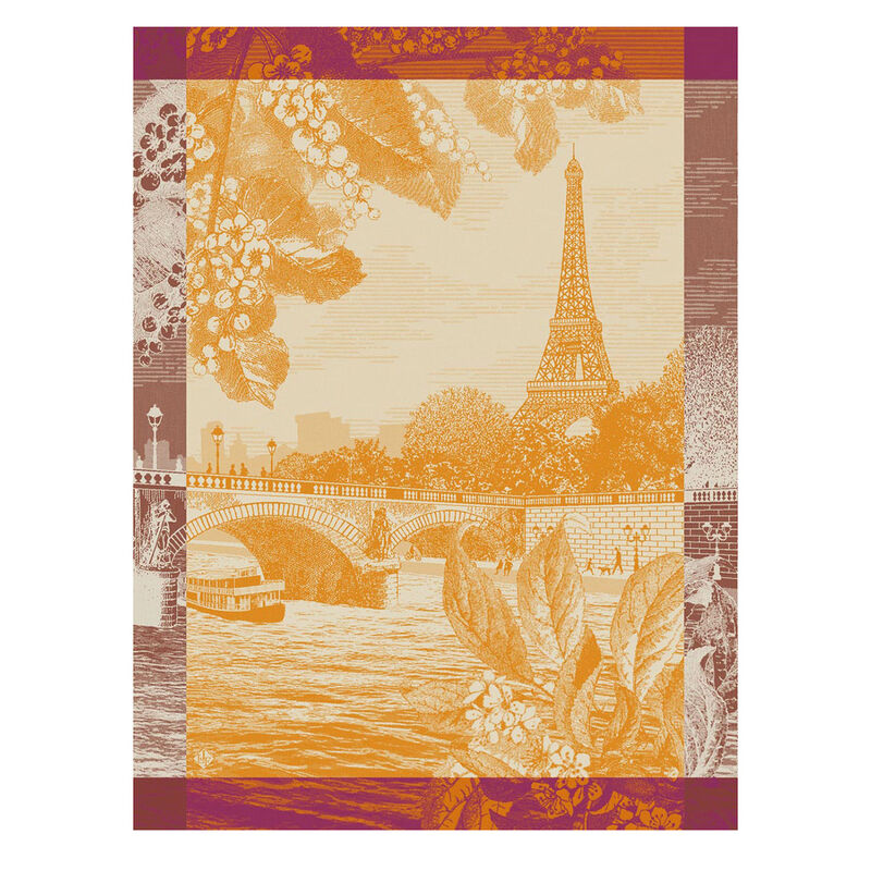 Le Jacquard Français Tea Towel "Paris Sur Seine" Orange