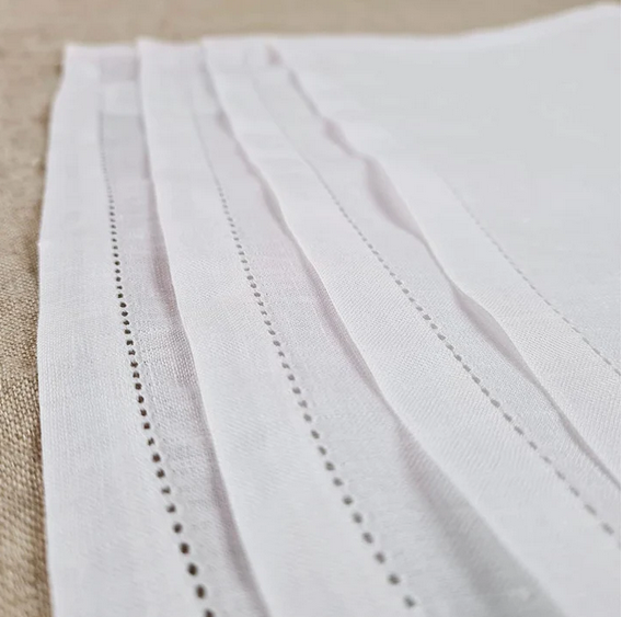 Classic Irish Linen Hemstitch Placemats - White