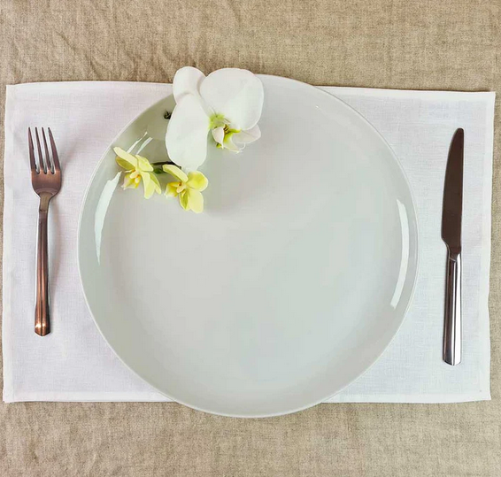 Classic Irish Linen Hemstitch Placemats - White