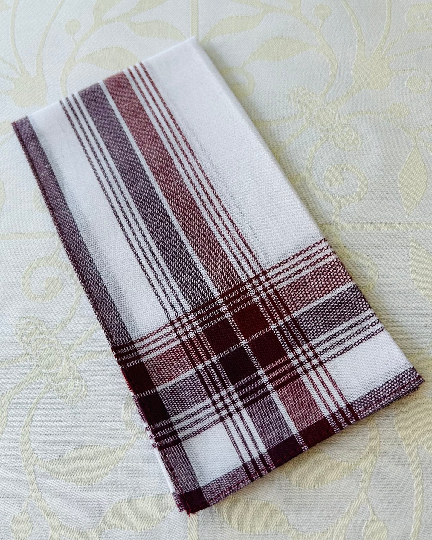 Handkerchief Men's - Woven Borders White Centres