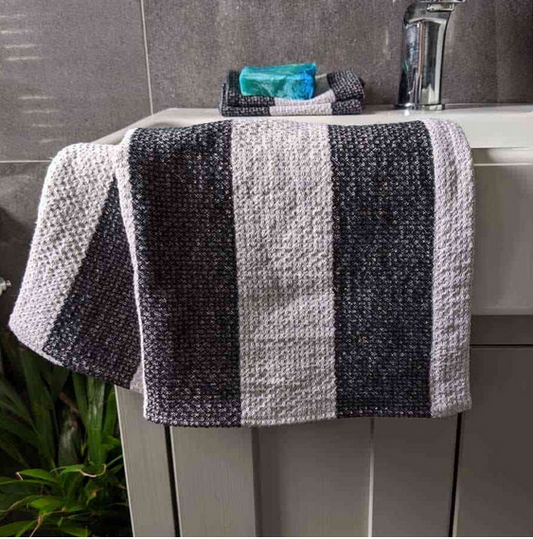 Hand Towel (Hemp/Cotton) "Charcoal Stripe"