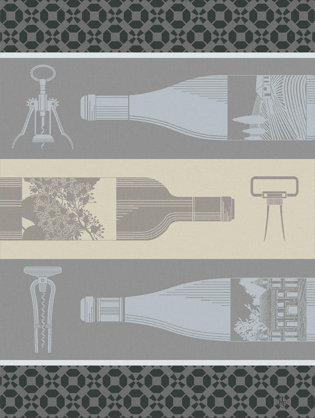 Le Jacquard Francais Tea Towel "Vin en Bouteille" White