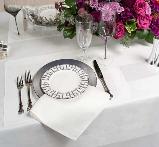 Irish Damask Linen Napkins - Satin Band Design