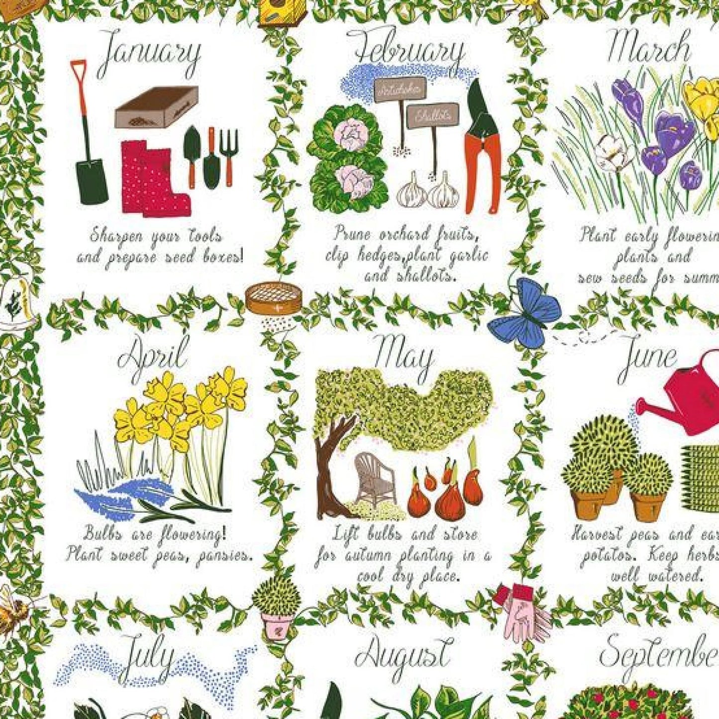 Tea Towel "Gardener's Calendar"