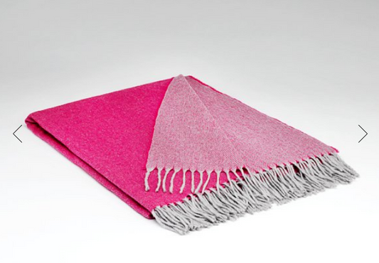 McNutt Throw Cashmere Throw "Hot Pink & Dove"