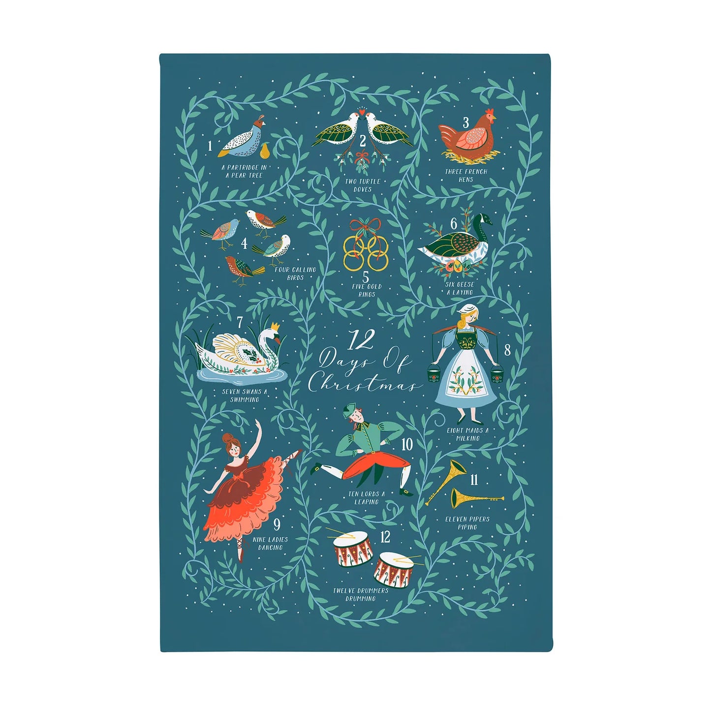 Tea Towel "Twelve Days of Christmas"