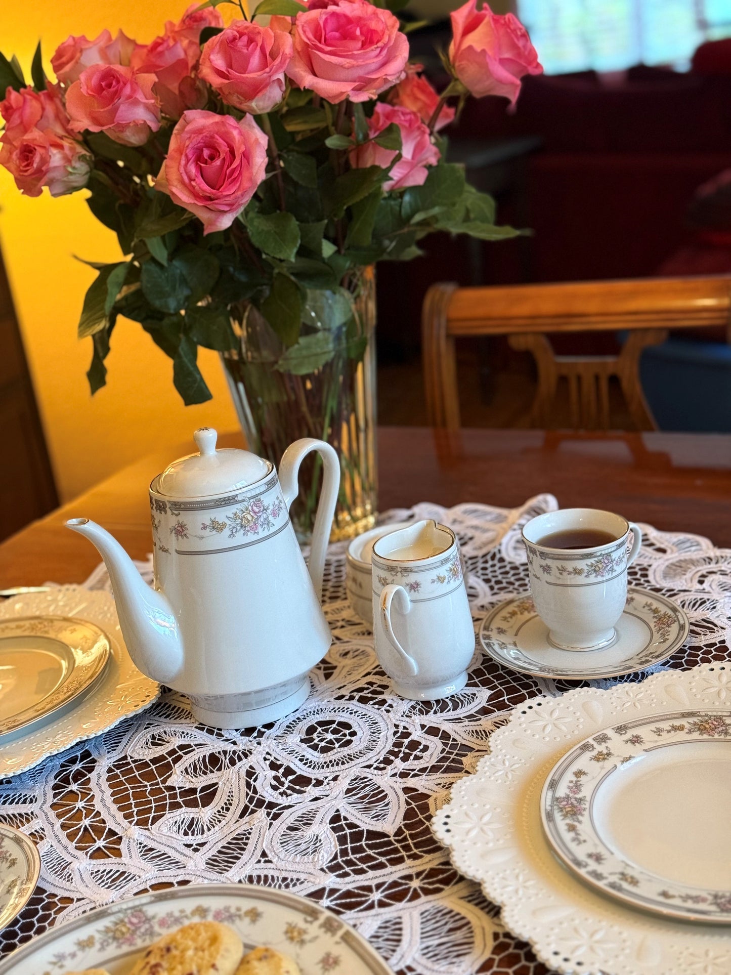 Battenburg Lace Cotton Table Center