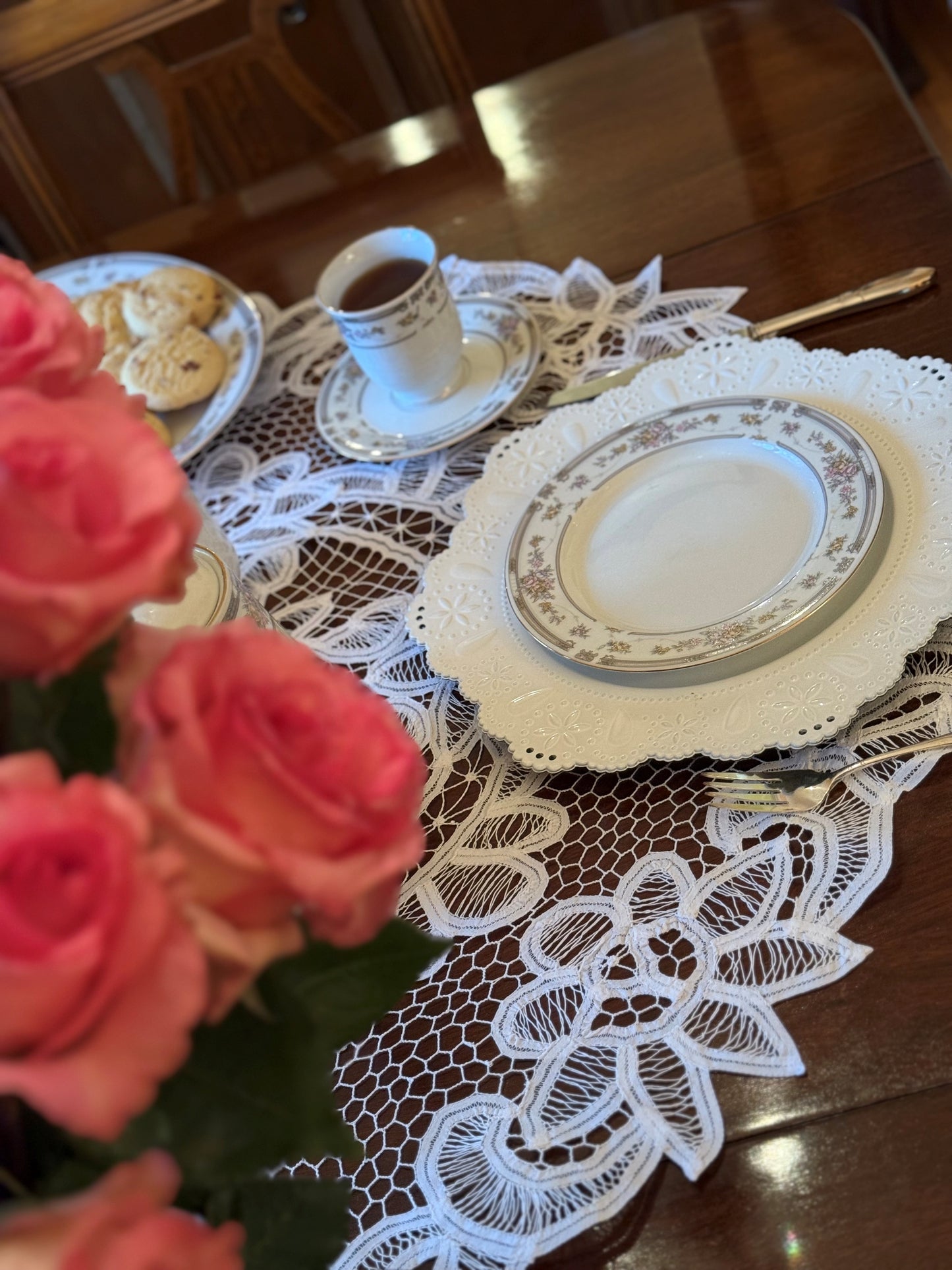 Battenburg Lace Cotton Table Center