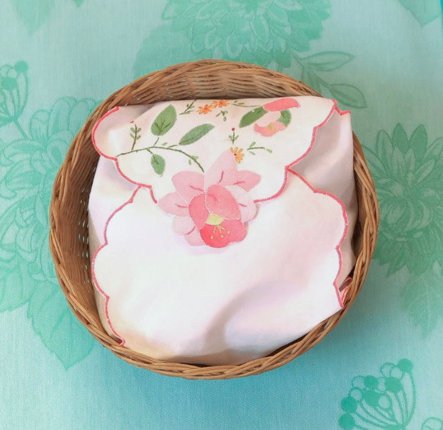 Hot Roll Cover / Bread Wrap - Pink Flowers