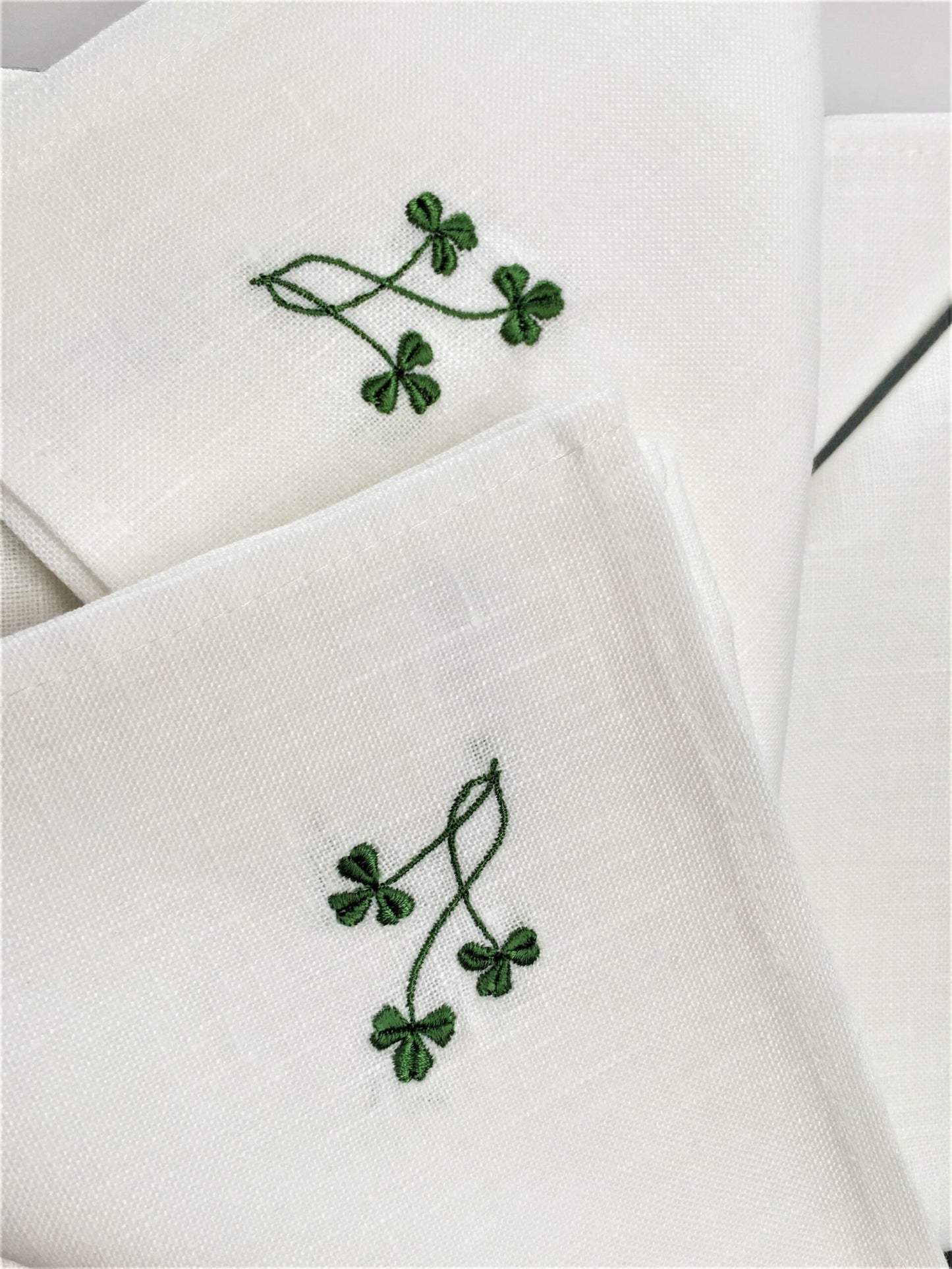 Agnes H Design Shamrock Napkin - White