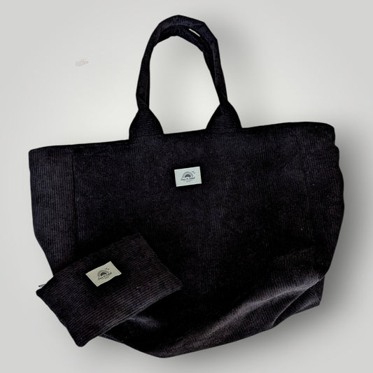 Cotton Corduroy Market Tote - "Anthonin" Black