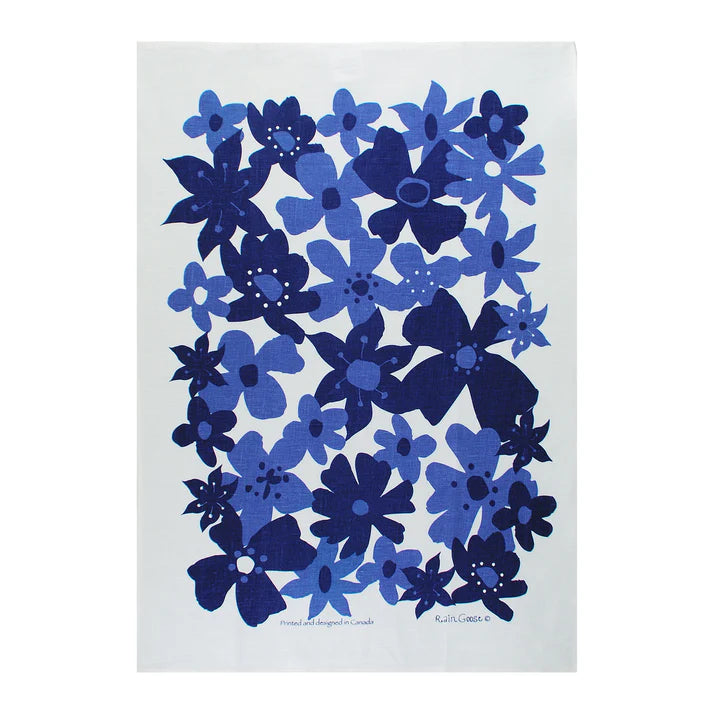 Rain Goose Linen Tea Towel "Flowers - Blue"