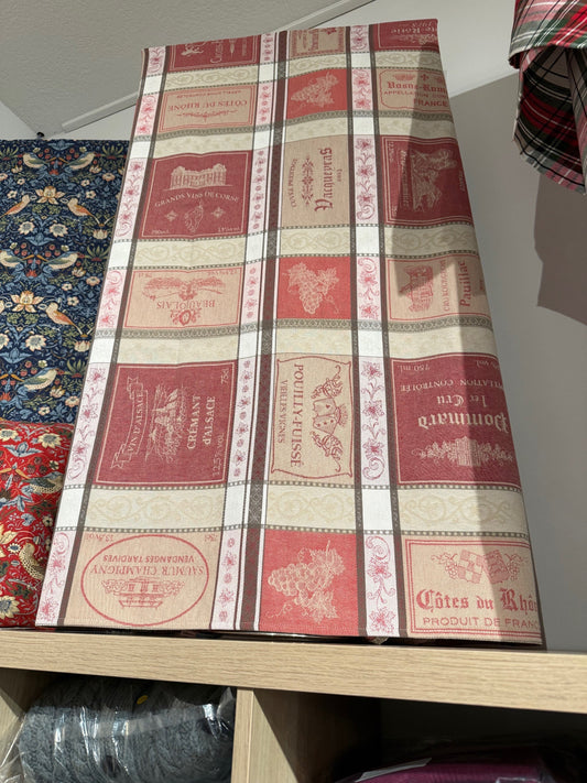 L'Ensoleillade Jacquard Tablecloth: "Bar a Vin" Red
