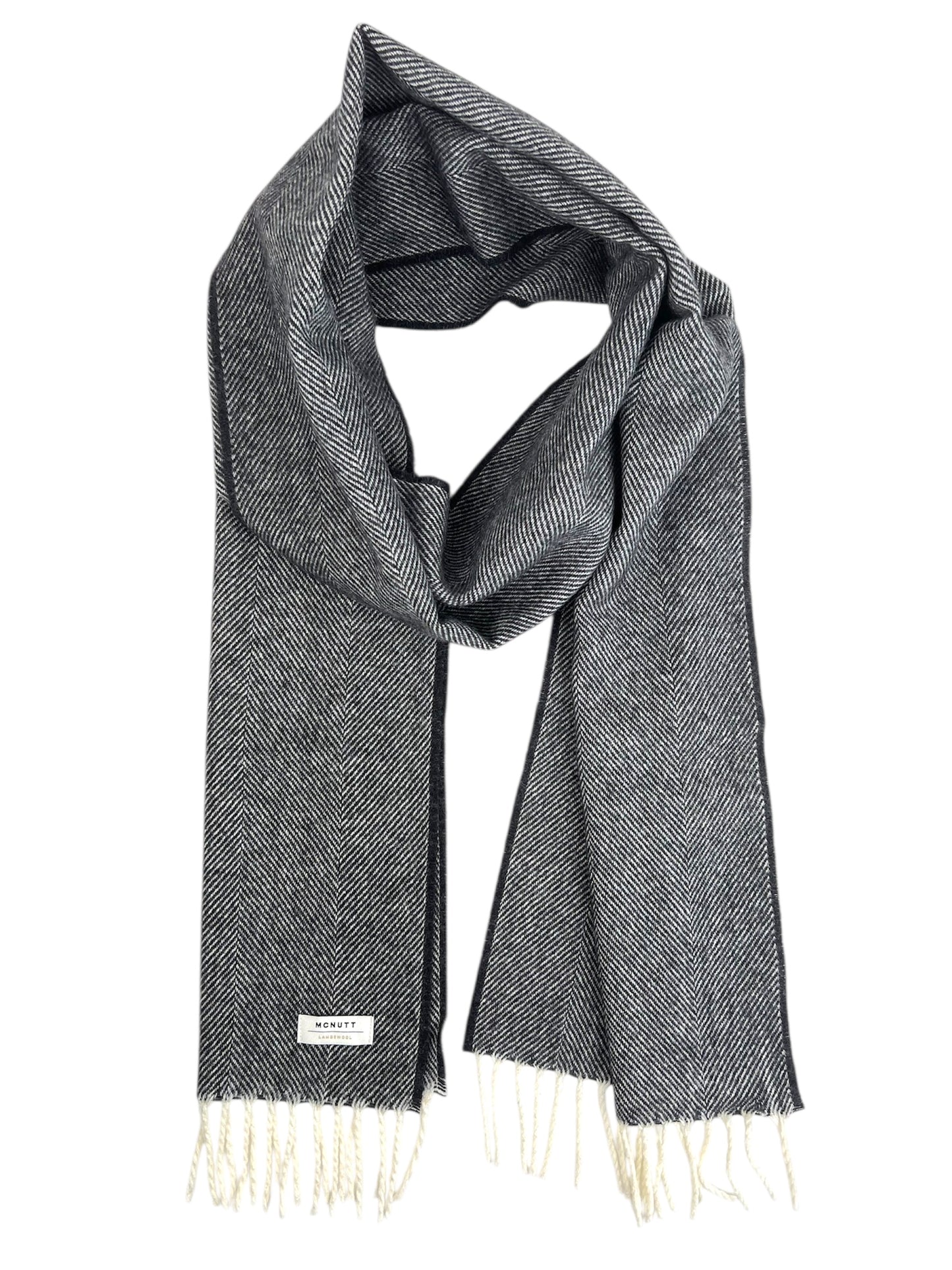 McNutt Lambswool Scarf - Black Herringbone