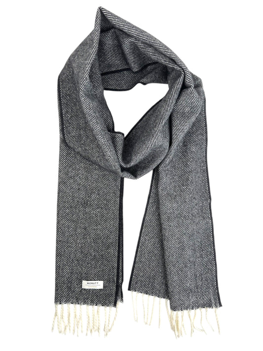 McNutt Lambswool Scarf - Black Herringbone