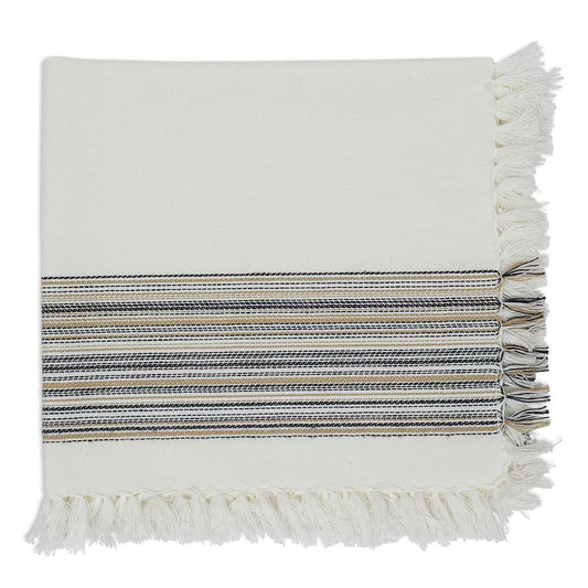 Cotton Napkins - Black Stripe Fringe Napkin