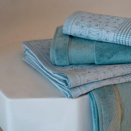 Le Jacquard Francais Linen Bath Towels "Lula" - Blue Ice