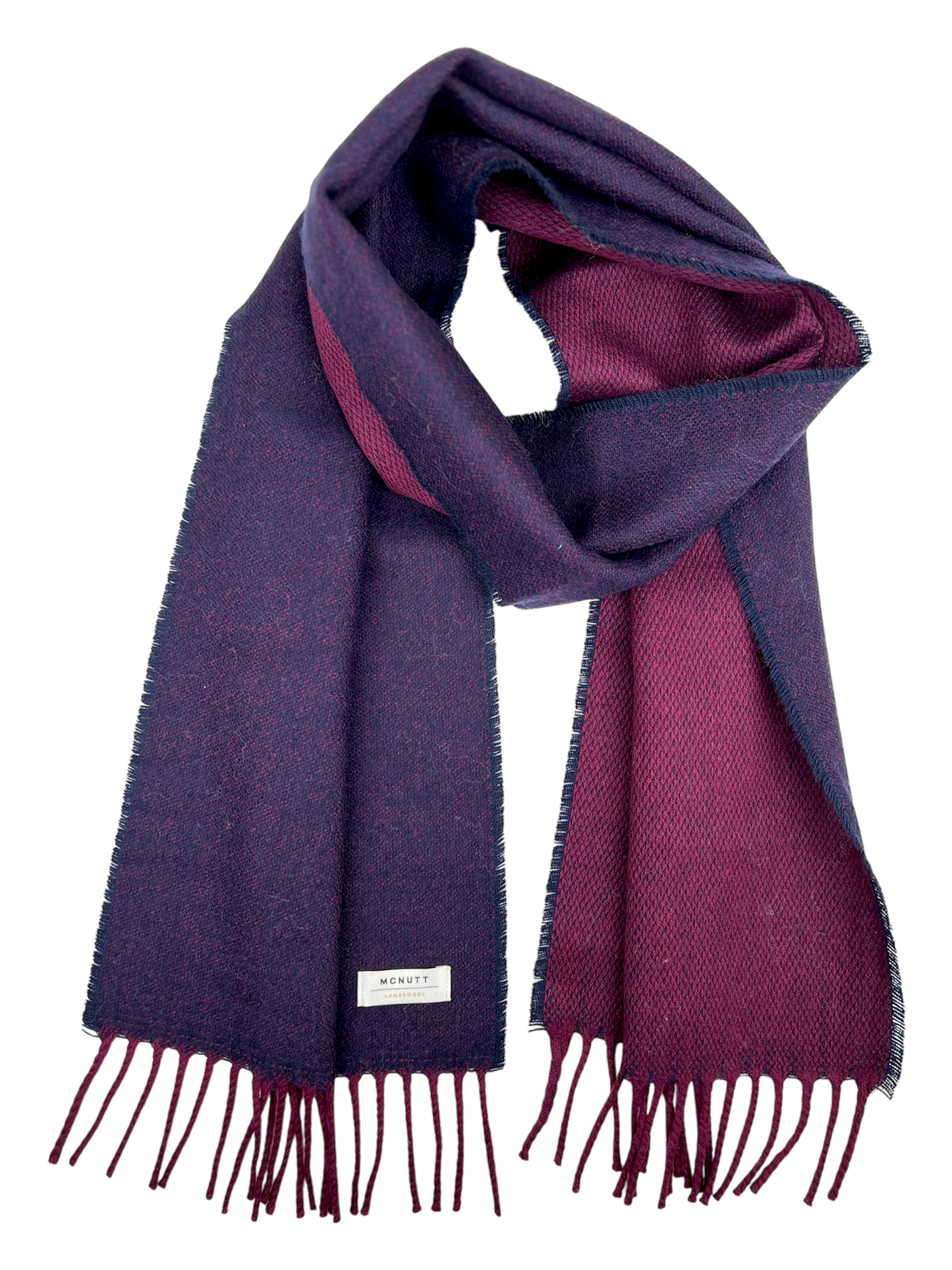 McNutt Lambswool Scarf - Burgundy & Navy Reversible