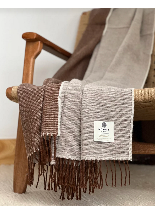 McNutt Supersoft Merino Lambswool Throw "Cappucino Reversible"