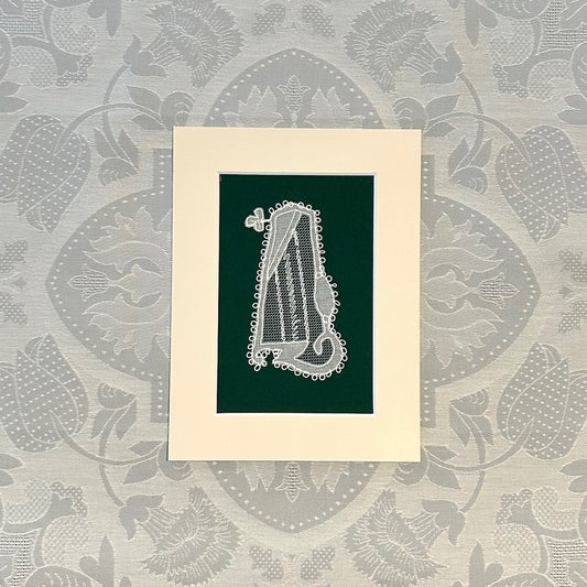 Irish Carrickmacross Lace: Celtic Harp