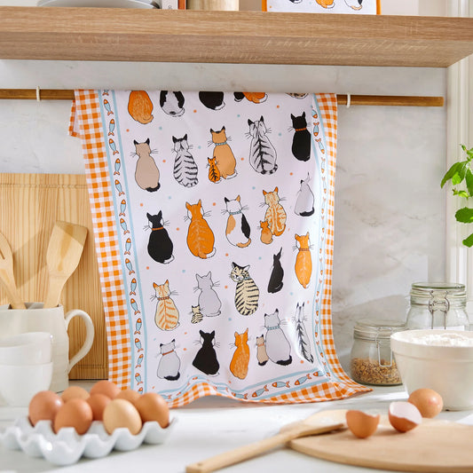 Tea Towel "Cats In Waiting"