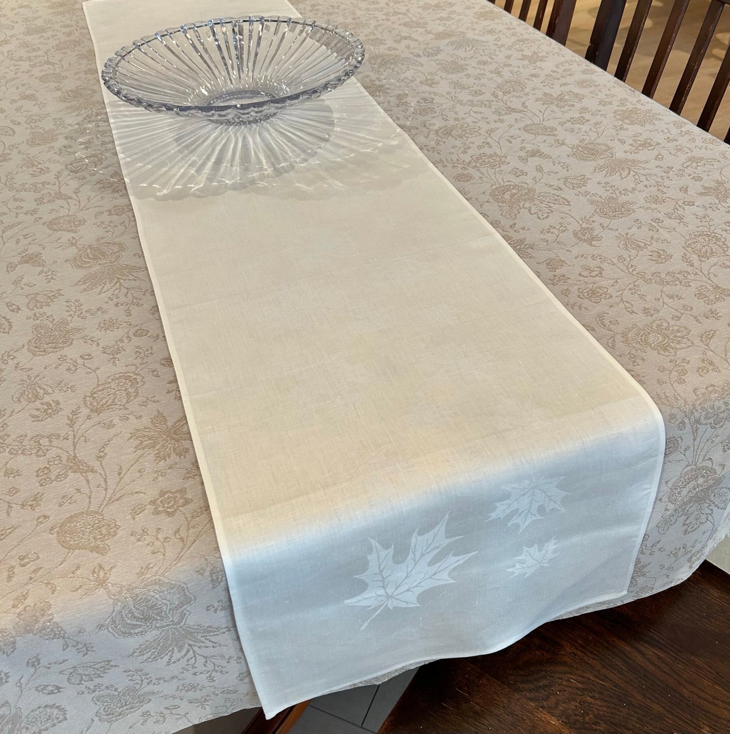 Irish Damask Linen Runners - Limited Edition Canadian Maple Leaf
