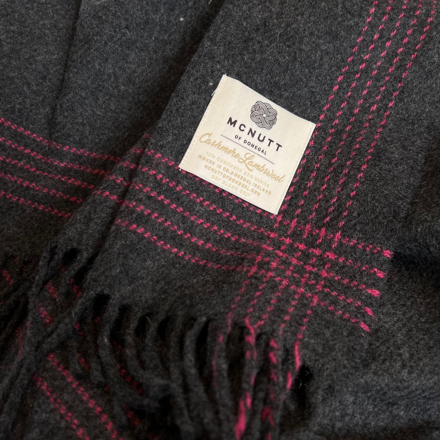 McNutt Cashmere/Merino Wool Throw "Charcoal & Paradise"