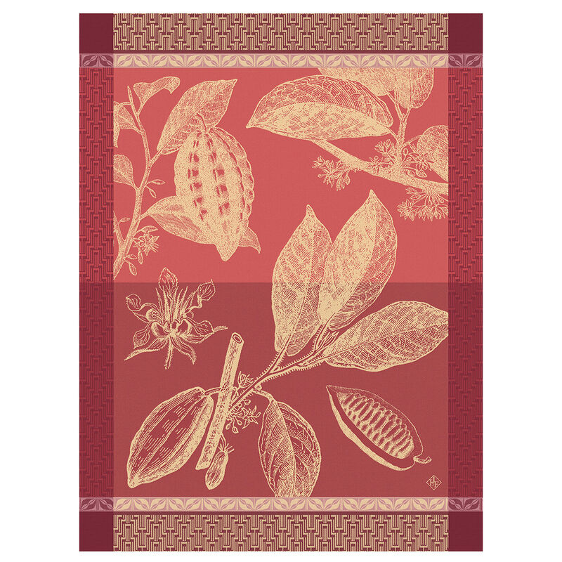Le Jacquard Francais Tea Towel "Chocolats Feve" Red