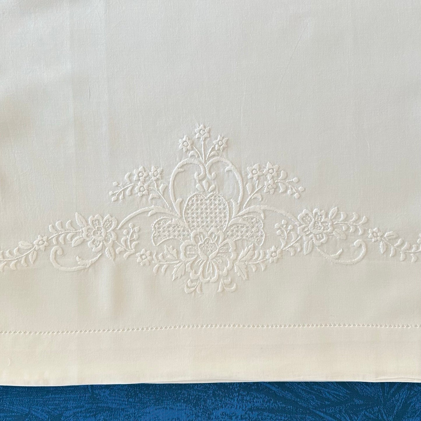 100% Cotton Hand Embroidered Pillowcases - White on White