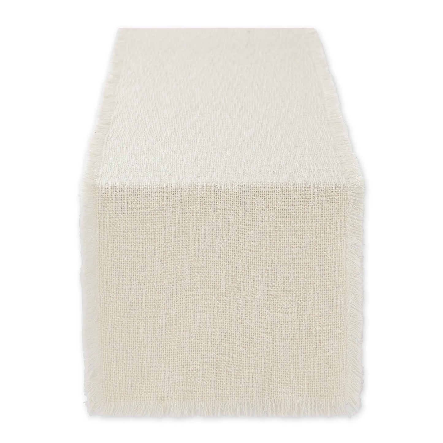 Cotton Runner - Cream Sugar Basket Fringe Ribbed